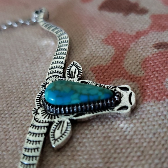 Longhorn Necklace Western Country Cowgirl Steer Head Cow Head Bull Head Vaquera - Picture 5 of 13